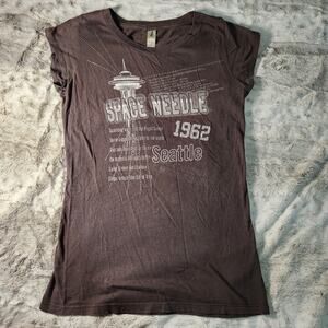 BLUE84 Seattle Space Needle Tourist Destination Gray Ladies Cut Fitted Tee - S